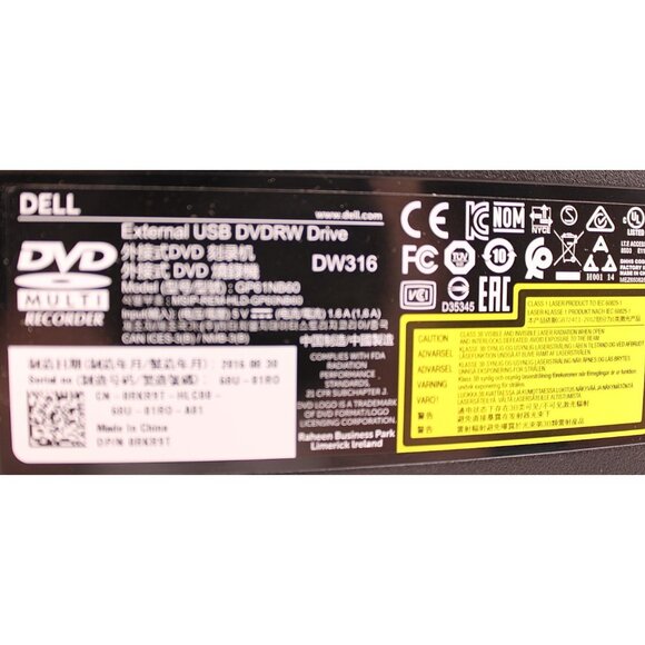 Dell Slim DVD +/- RW Drive Compact USB DW316 Setup CD Manual Cords New Open Box - Picture 4 of 10